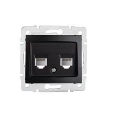 DOMO   Zásuvka dátová-telefónna, (RJ45Cat 5e+RJ11) - čierna matná