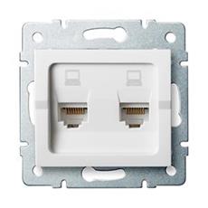 LOGI Dvojitá dátová zásuvka nezávislá 2xRJ45Cat 5e Jack Biela